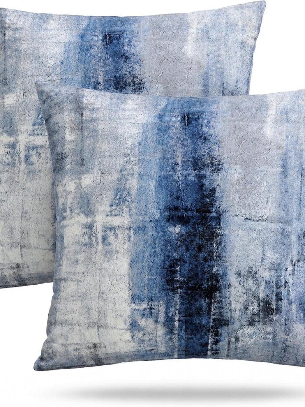 Blue and Grey Abstract Art Artwork Pillow Cover, Gallery Modern Decorative Throw